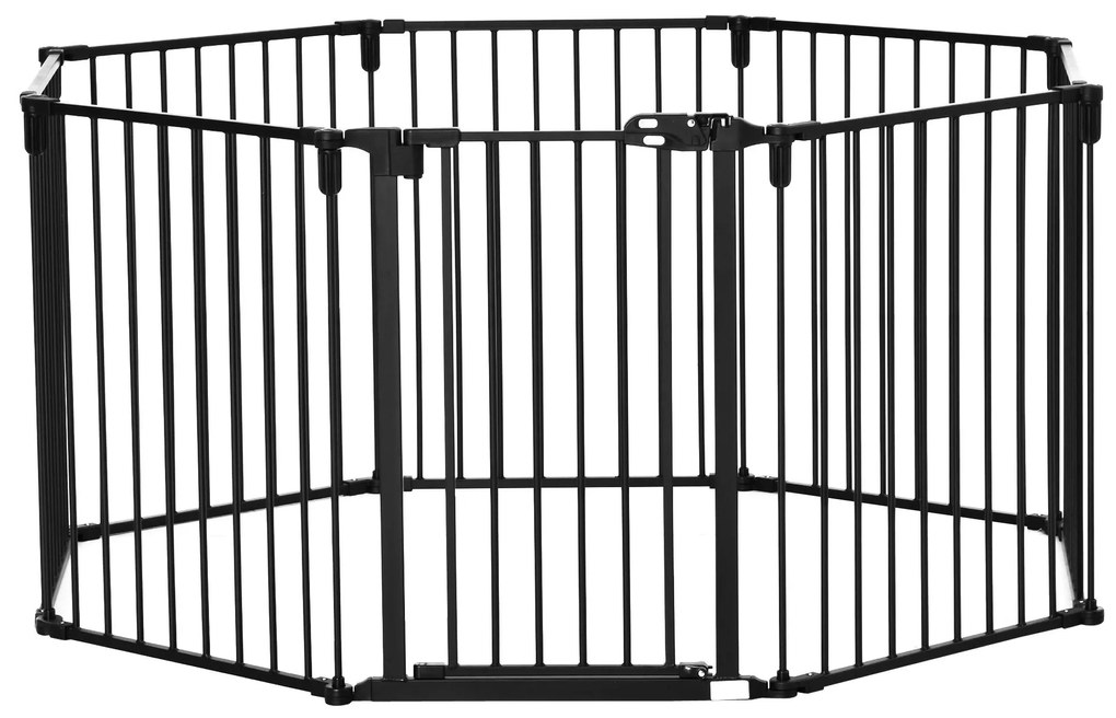 Pawhut Parque para Cães com 8 Painéis 60x76 cm Barreira de Proteção Animais de Estimação Dobrável Porta e Fechadura Dupla Preto | Aosom Portugal