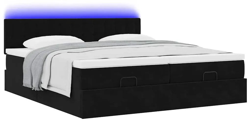 Estrutura de cama otomana com colchões 160x200 cm veludo preto