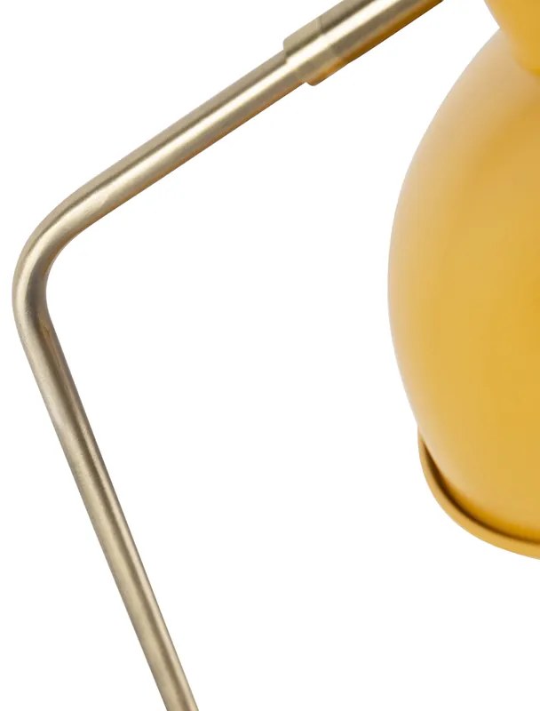 Candeeiro de mesa retro amarelo com bronze - Milou Moderno