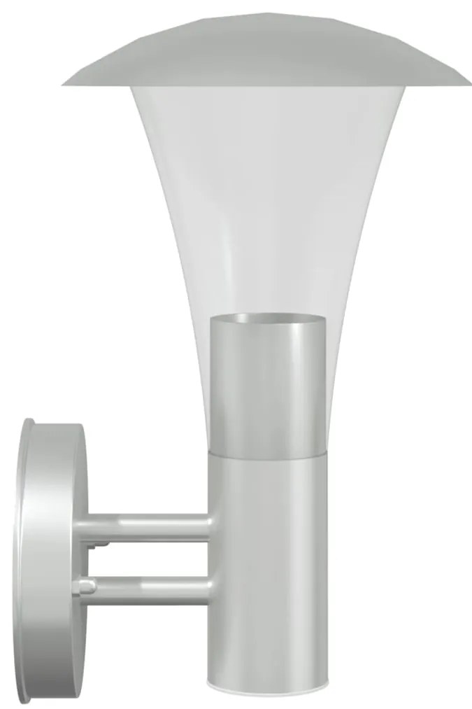 Candeeiro de parede para exterior aço inoxidável prateado