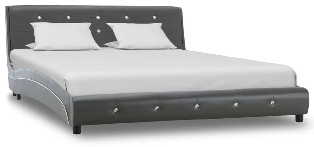 vidaXL Estrutura de cama 140x200 cm couro artificial cinzento