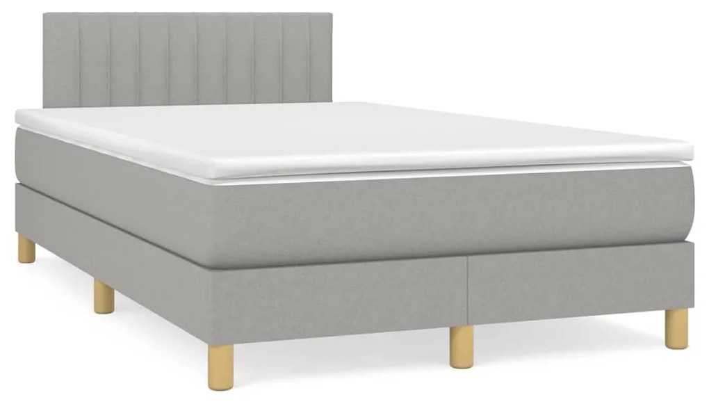 vidaXL Cama boxspring com colchão 120x190 cm tecido cinzento-claro