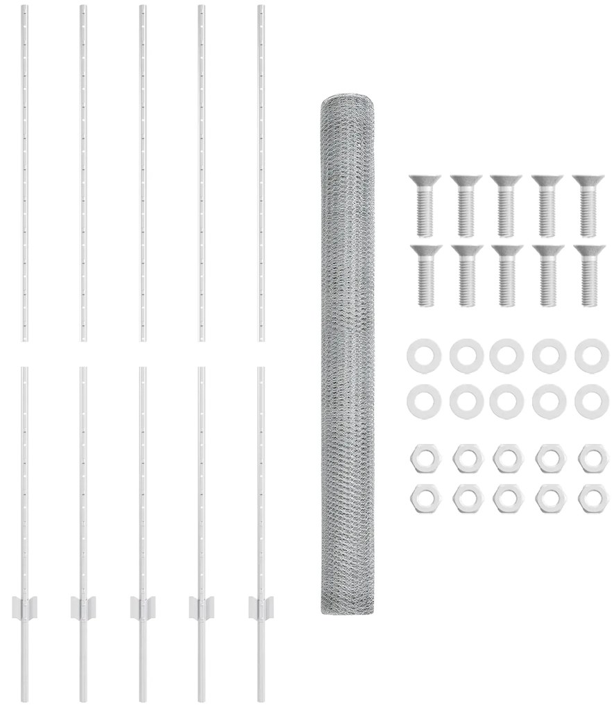 Posts de Cerca vidaXL 10 pcs U-Channel 150 cm Aço Galvanizado, Cerca H