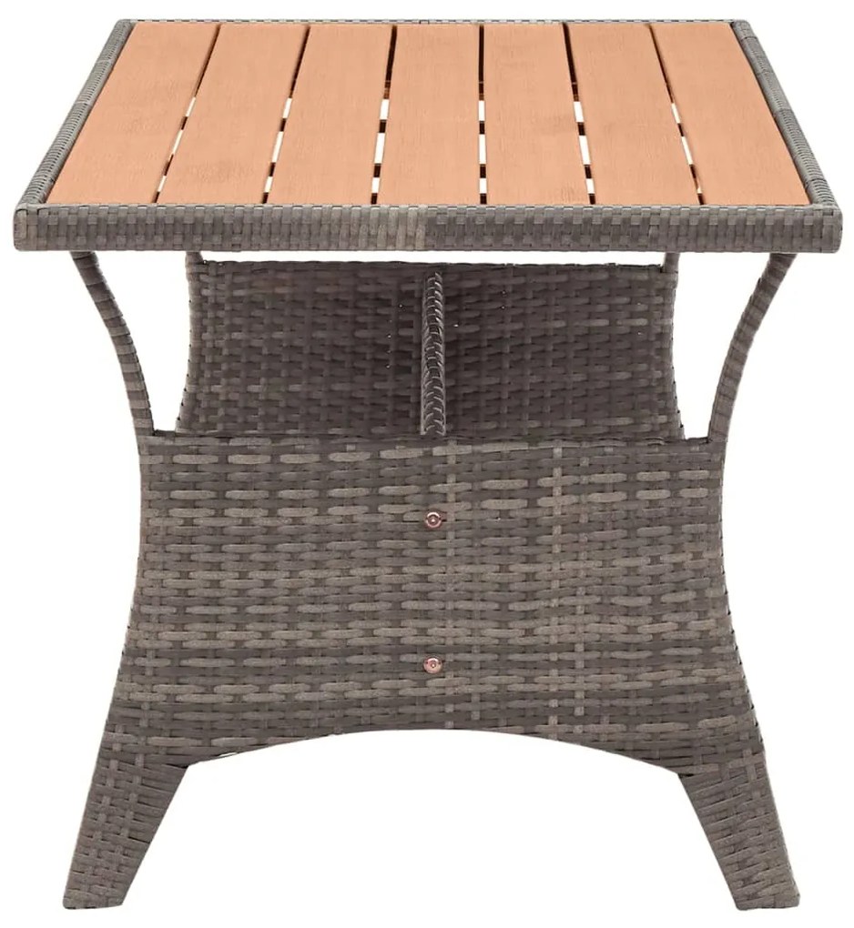 Mesa de jardim 120x70x66 cm vime PE cinzento