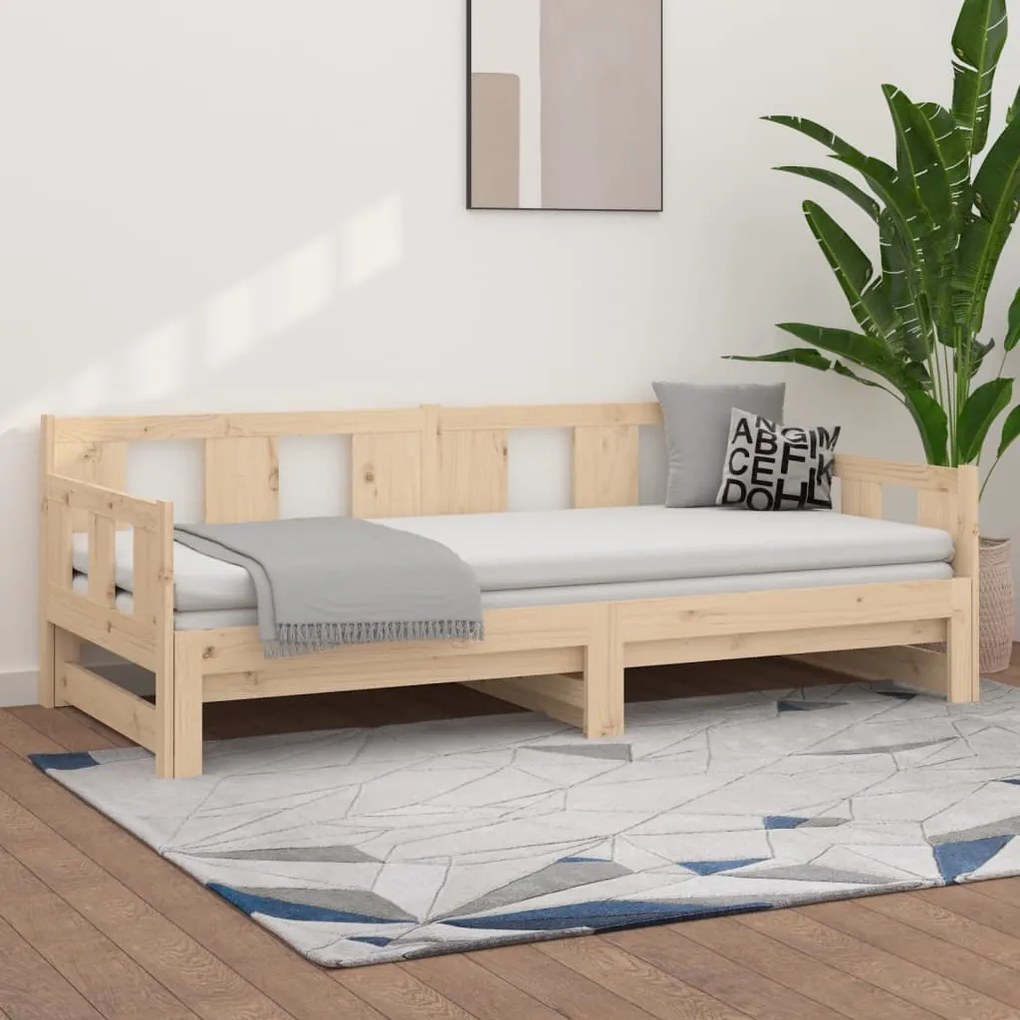 820292 vidaXL Sofá-cama de puxar pinho maciço 2x(90x190) cm