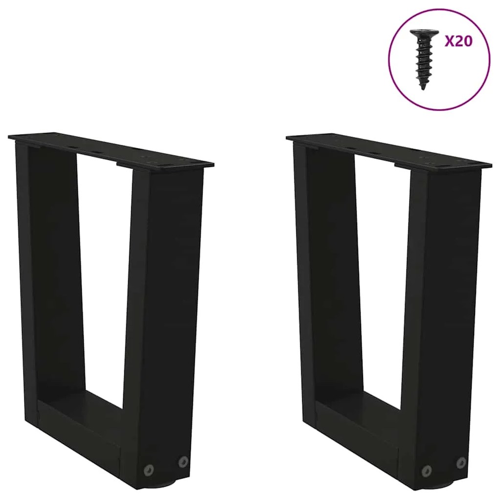 Pés para mesa de centro em V, 2 peças, preto, 40x(30-31,3) cm, aço