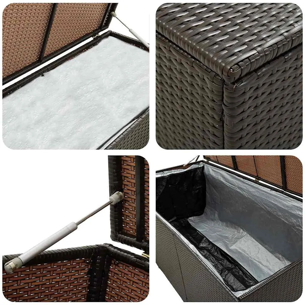 Caixa de arrumação para jardim 100x50x50 cm vime PE castanho