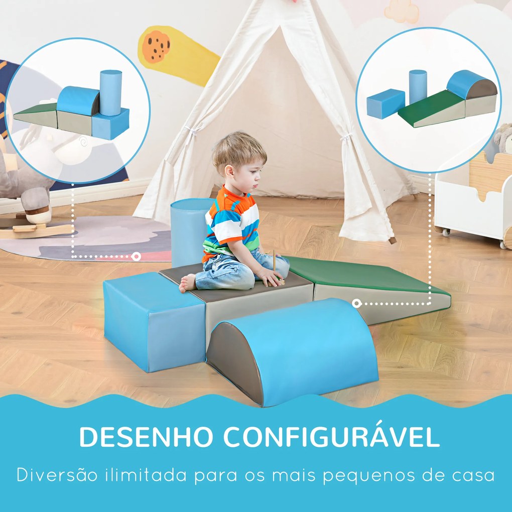 Conjunto de 5 Blocos de Psicomotricidade para Crianças Blocos de Construção Brinquedo para Aprendizagem Multicor