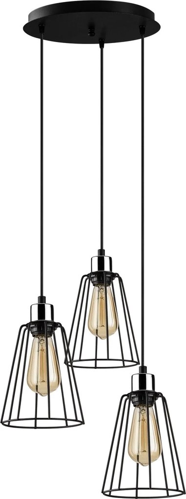 Candeeiro de Teto Tel – Preto – 34 cm de Diâmetro