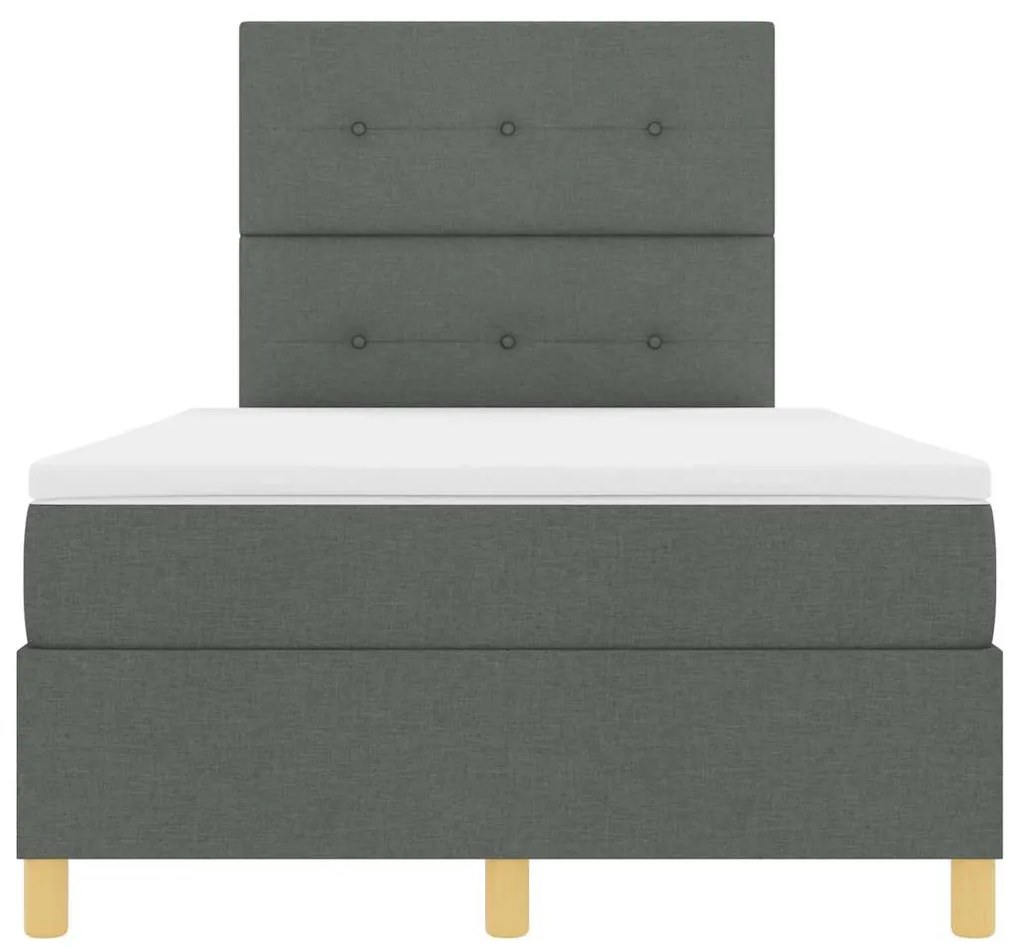 Cama Box Spring com Colchão &amp; LED Cinza Escuro 120x190 cm Tecido