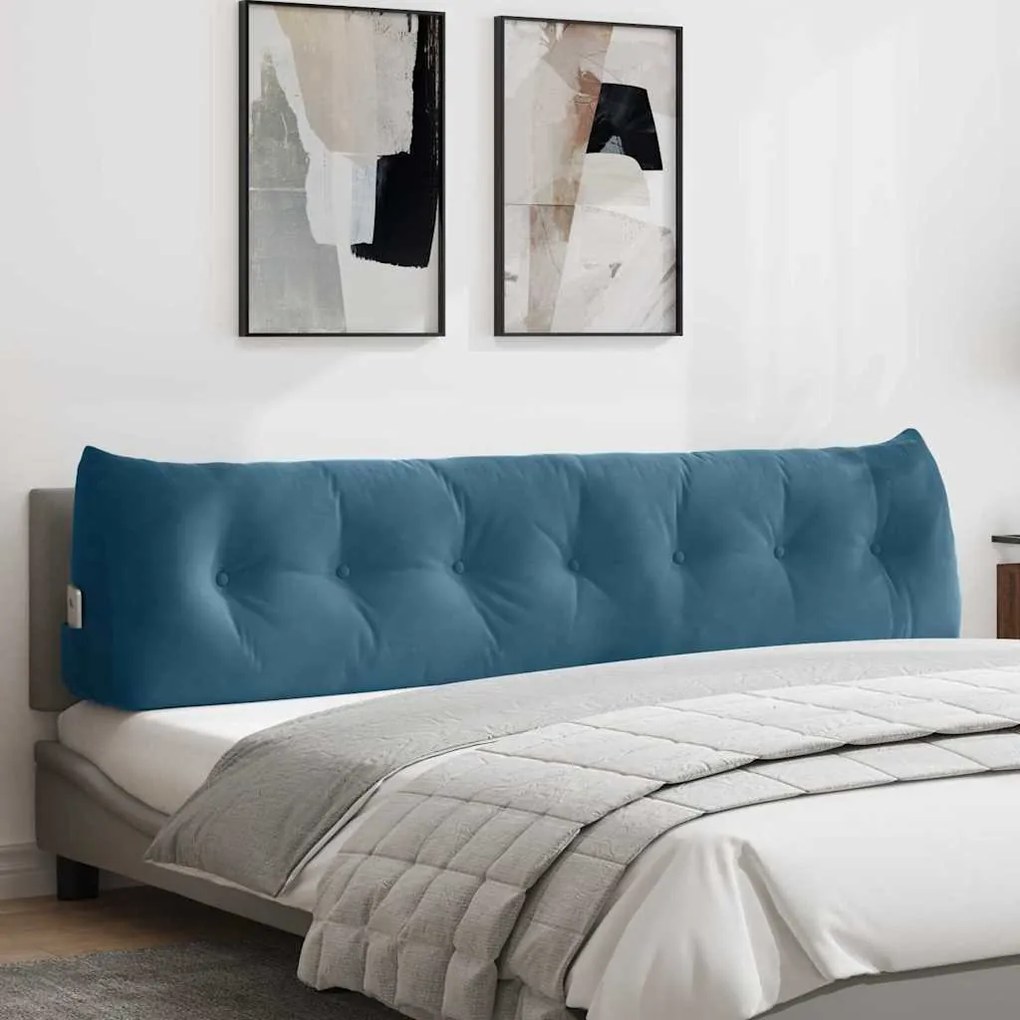 vidaXL Travesseiro para Costas Azul 200 x 24 x 50 cm Veludo