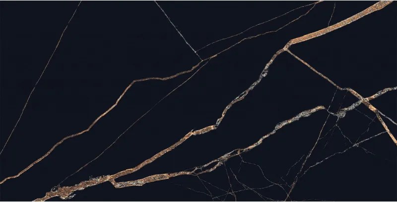 Mexen Fossil Grés preto esmaltado retificado G1, azulejo de chão e parede 120 x 60 cm, alto brilho - TL213-120-060-00