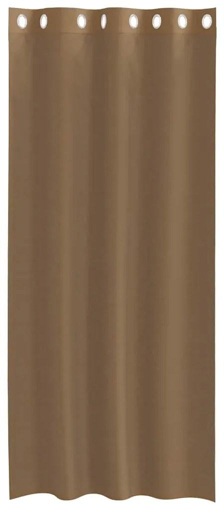 Cortinas de voile com ilhós 2 pcs castanho-claro
