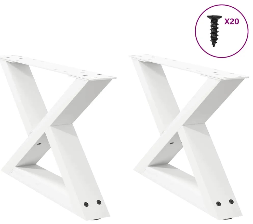 vidaXL Pés para mesa de centro 2 peças, branco, 60x(30-31,3) cm, aço