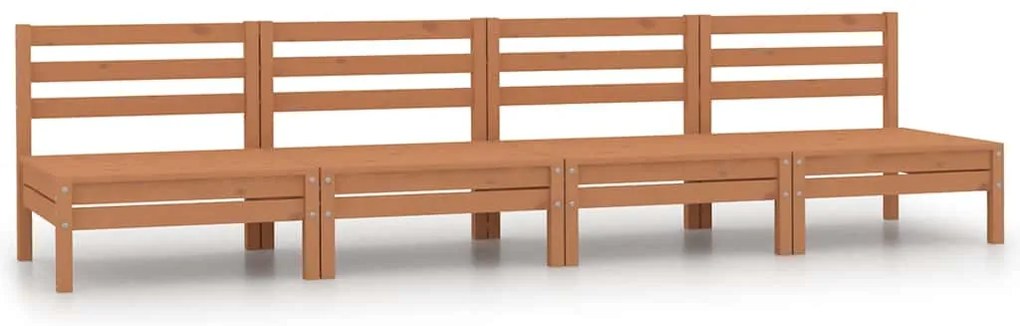 Sofás de centro para jardim 4 pcs pinho maciço castanho mel