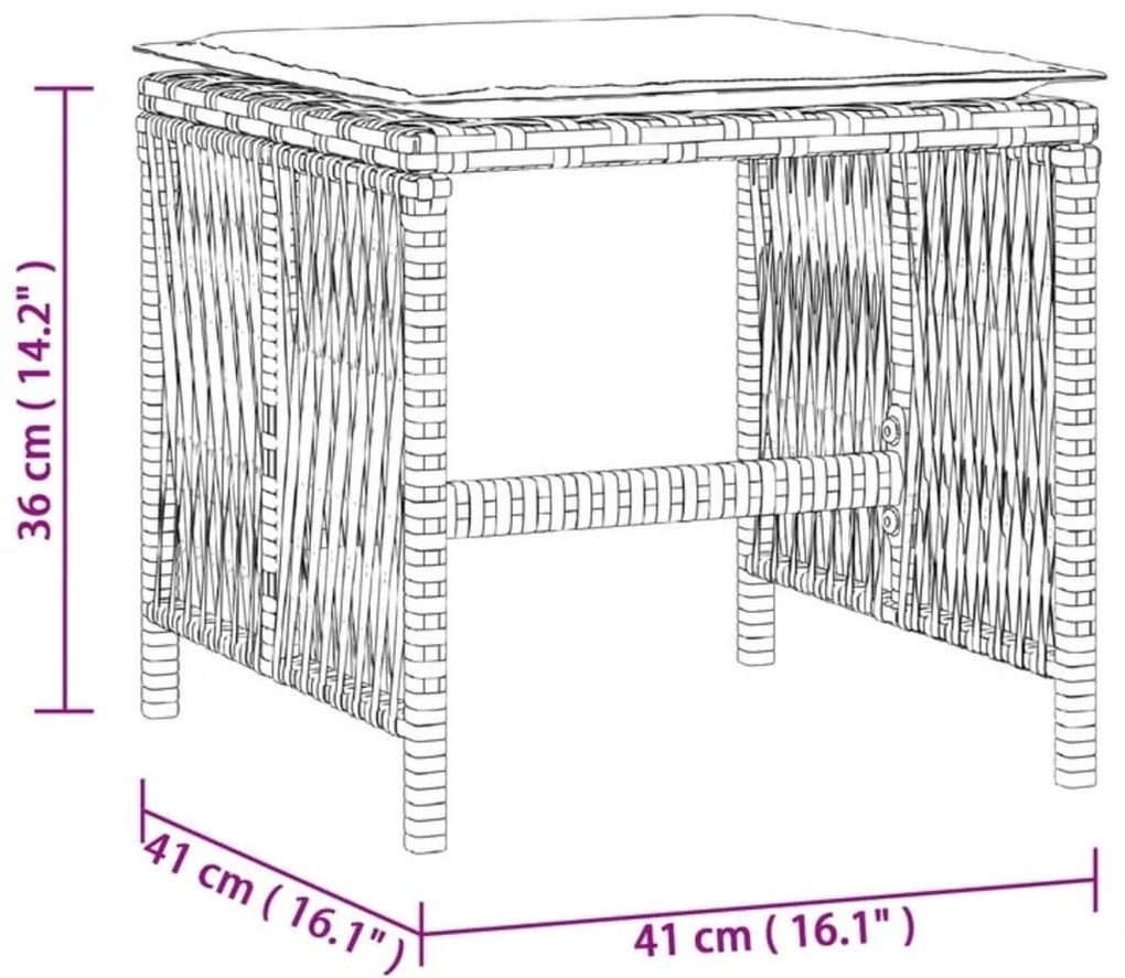 Bancos jardim com almofadões 4 pcs 41x41x36 cm vime PE cinzento