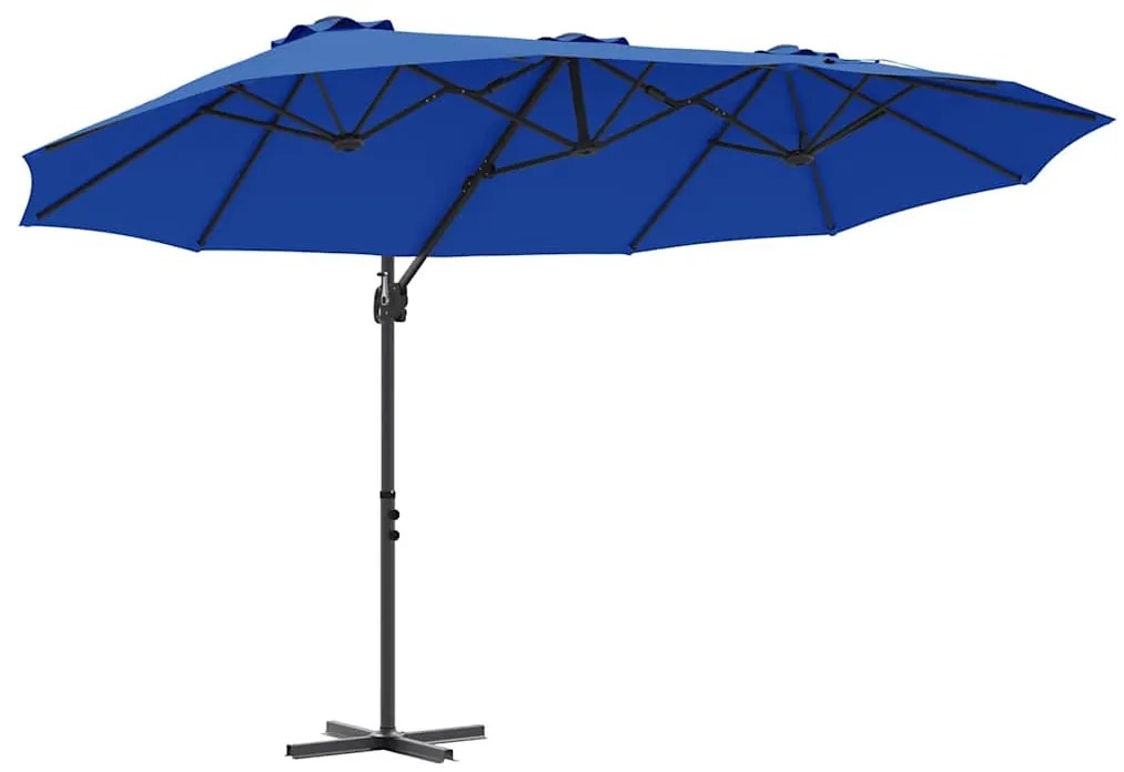 Guarda-sol cantilever de jardim azul ciano 372 x 198 x 253 cm