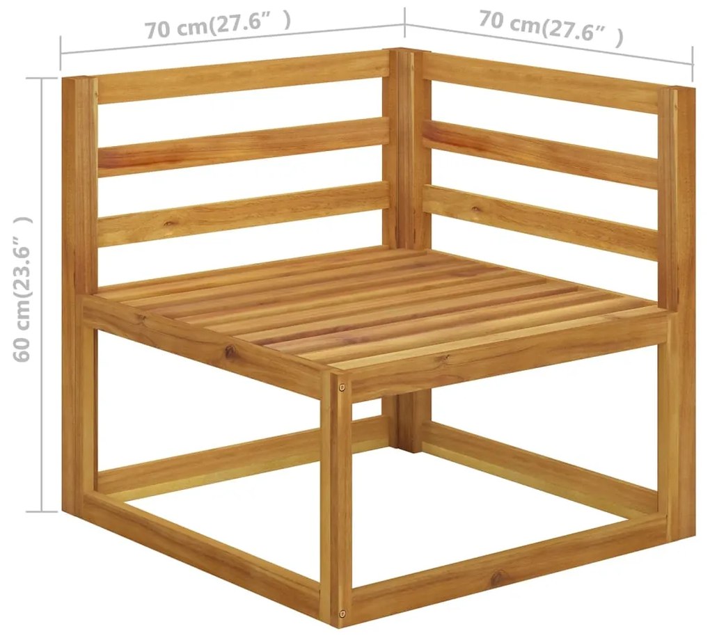 5 pcs conj. lounge jardim c/ almofadões madeira acácia maciça