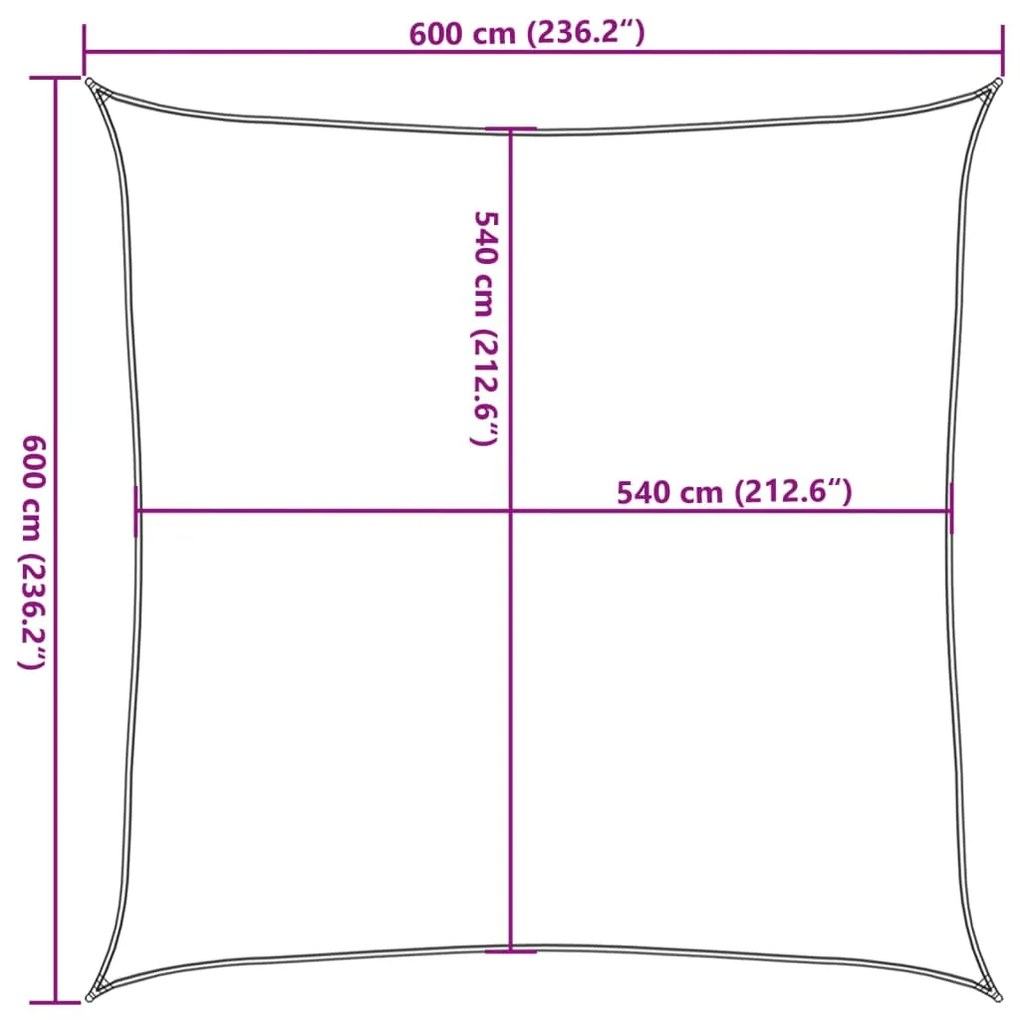 Para-sol estilo vela 160 g/m² 6x6 m PEAD vermelho