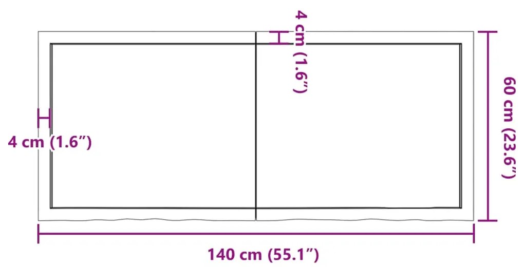 Prateleira de parede 140x60x4cm carvalho tratado castanho-claro