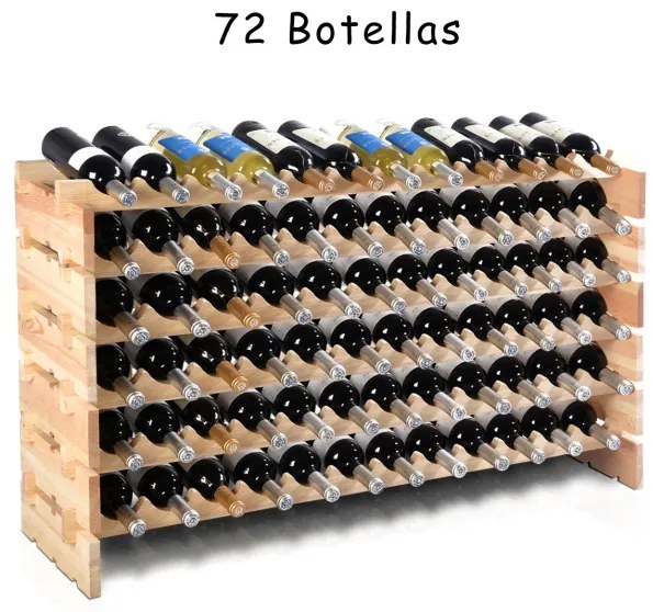 Garrafeira de vinho para 72 garrafas de madeira