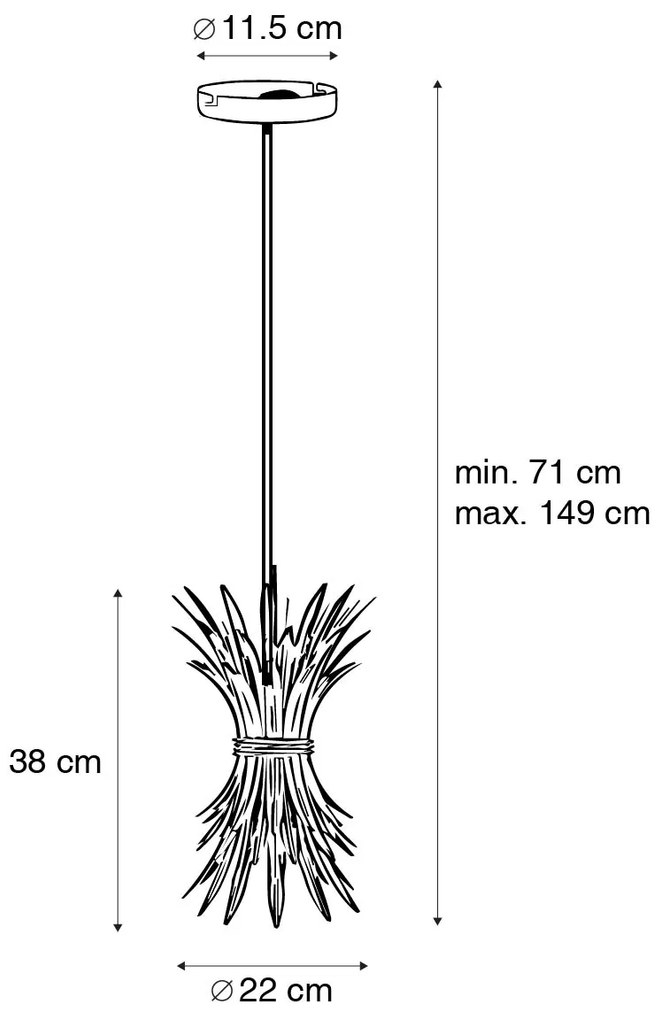 Candeeiro de suspensão Art Déco dourado - Wesley