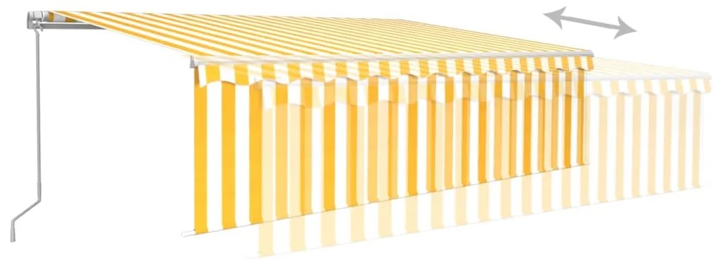 Toldo retrátil manual com estore/LED 5x3 m amarelo e branco