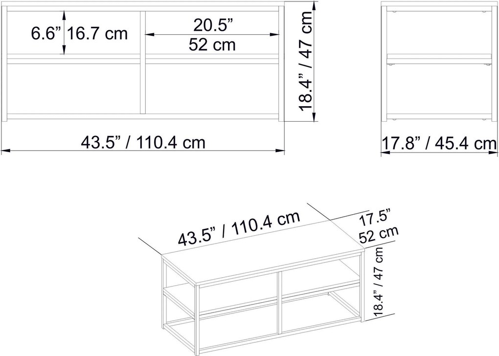 Mesa de Centro Forteaus – Nogueira Preta – 110,4 cm x 47 cm x 52 cm