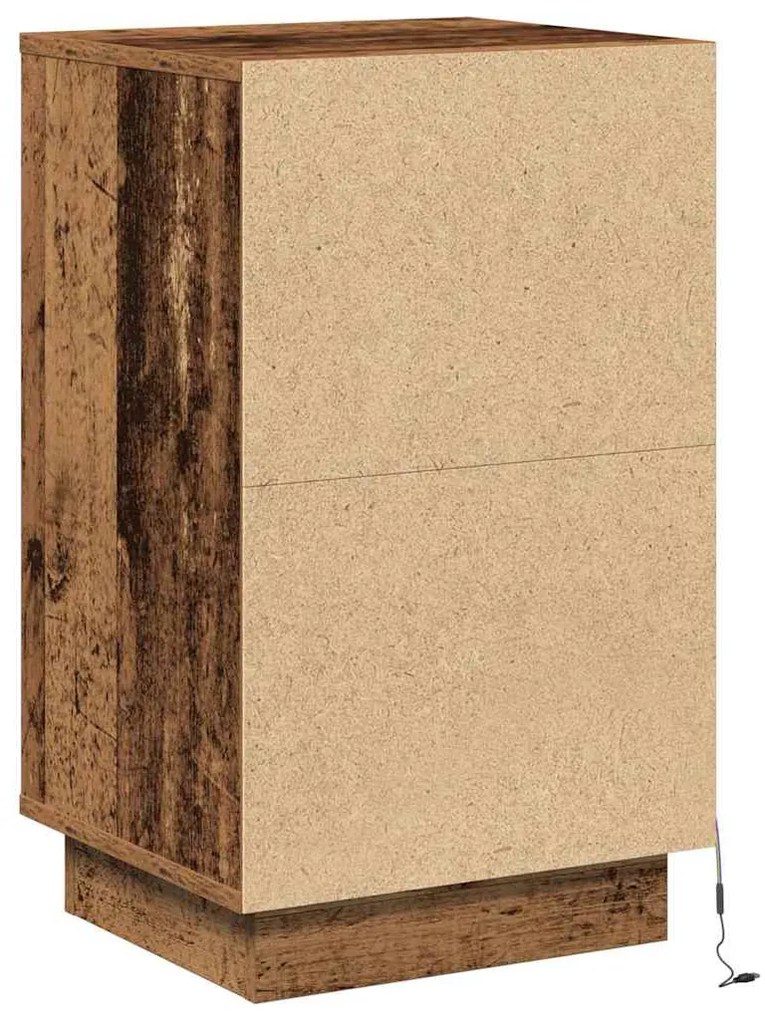 Mesa de Cabeceira com LED Madeira Velha 39x34,5x65 cm Madeira de Engen