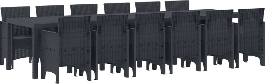 vidaXL Conjunto de Jantar para Jardim 13 pcs Antracite Rattan Polt