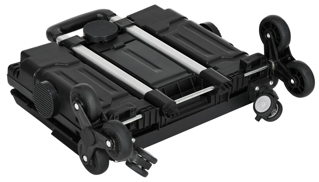 Carrinho de Armazenamento Dobrável Carrinho de Compras com 2 Rodas para Subir Escadas Capacidade 35L 48x43x95 cm Preto