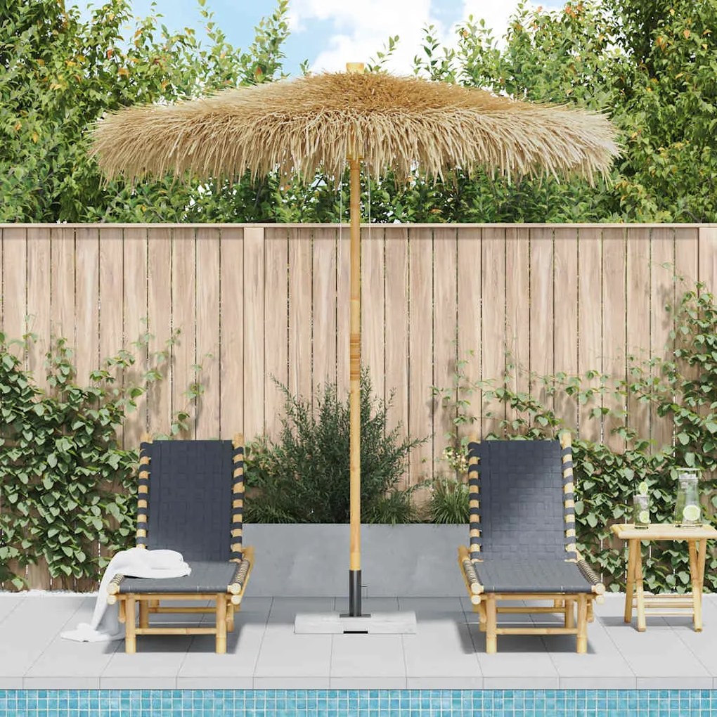 41508 vidaXL Guarda-sol de bambu 270 cm cobertura em folhas de bananeira