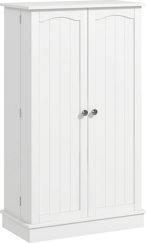 Armário de cozinha para despensa com 2 portas, 5 prateleiras e 12 suportes para especiarias - 60 x 30 x 104 cm - branco