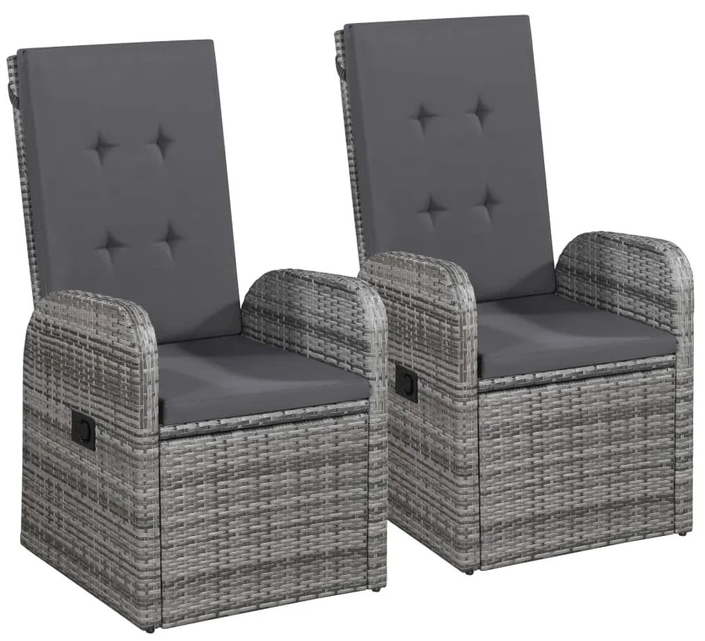 3 pcs conjunto de jantar para jardim com almofadões cinzento