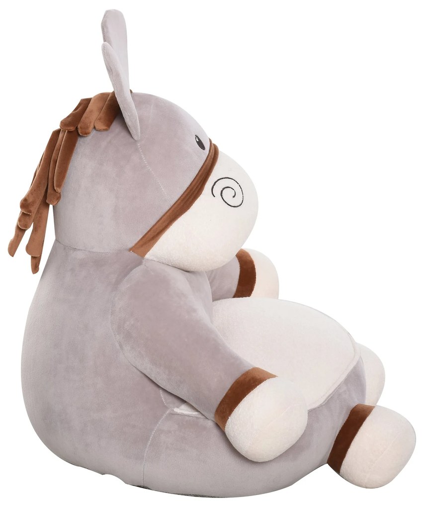 HOMCOM Mini sofá infantil em forma de burro Poltrona fofa para crianças acima de 18 meses com assento acolchoado 60x55x60cm cinza