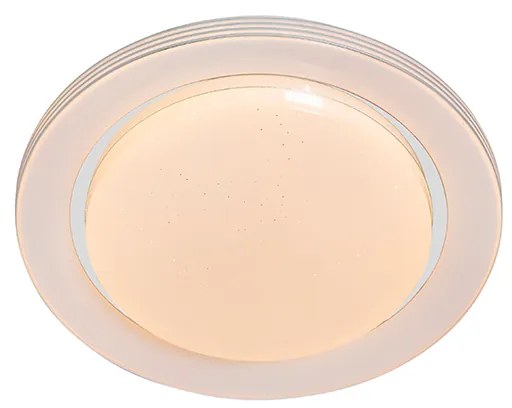 Candeeiro de teto branco 38 cm com LED e comando remoto - Jochem Moderno