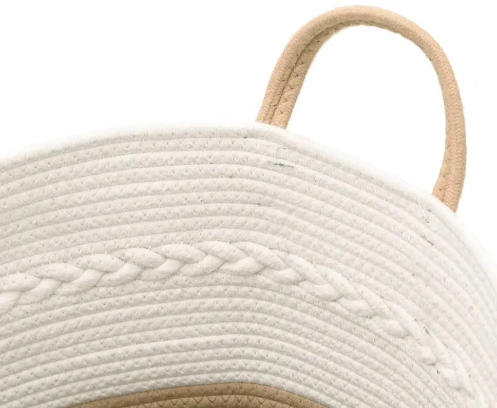 Cesto de arrumação Ø43x38 cm algodão bege e branco