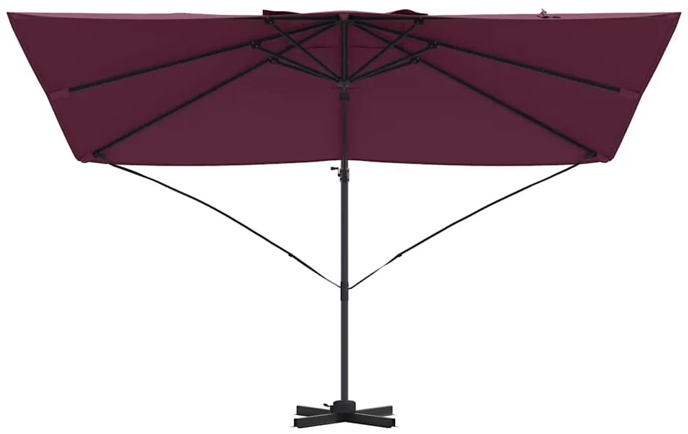 Guarda-Sol Cantilever Roma Vermelho Bordeaux 352x251x260 cm em Alumíni