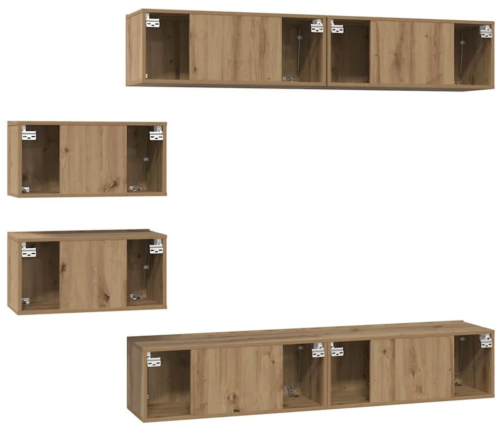 Conjunto de Estantes para TV 6 pcs carvalho artisiano