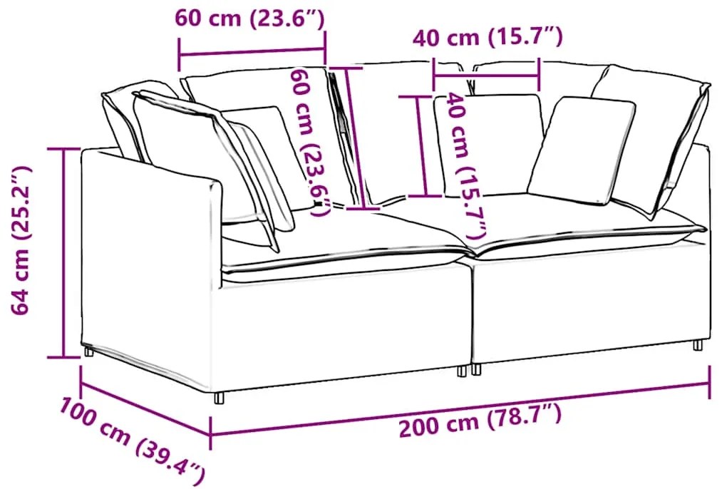 Sofá modular com almofadas tecido corduroy cinzento-escuro