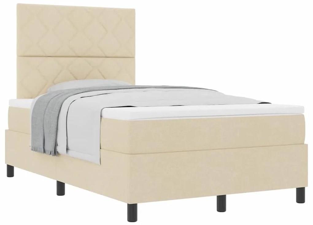 Cama Box com Colchão Creme 120x200 cm Tecido