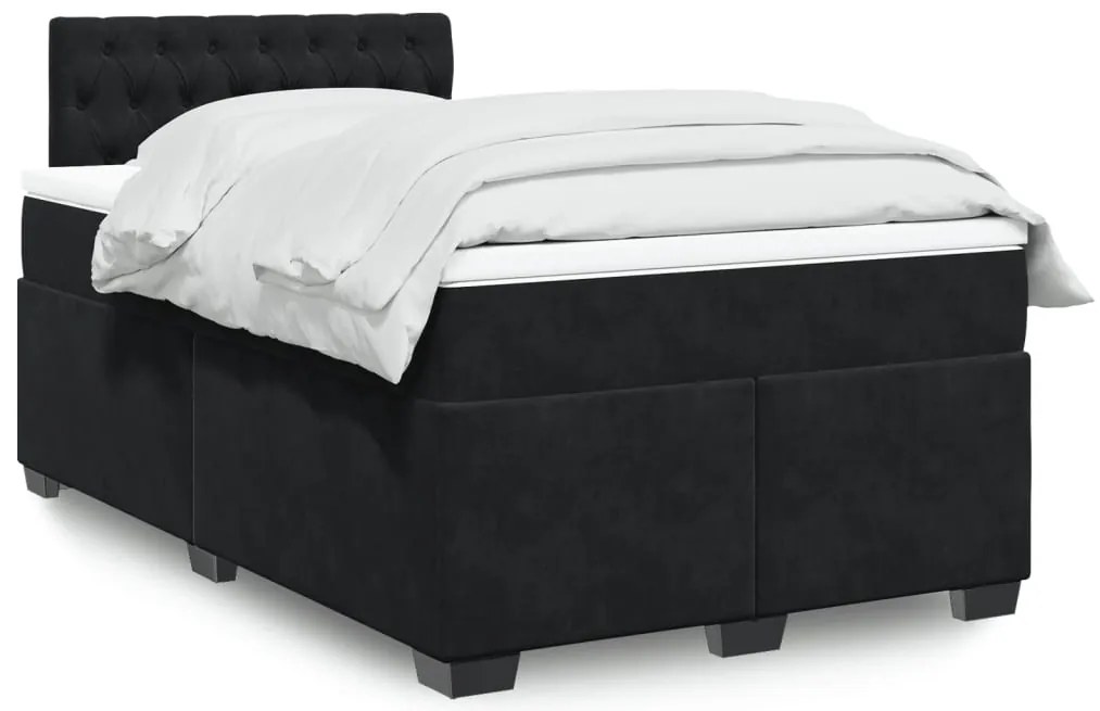 Cama boxspring com colchão 120x200 cm veludo preto
