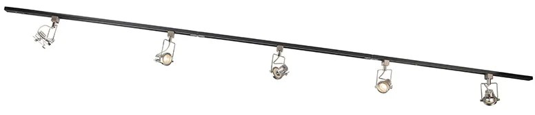 LED Calha monofásica inteligente preta com aço incl. 5 WiFi GU10 - Iconic Suplux Moderno