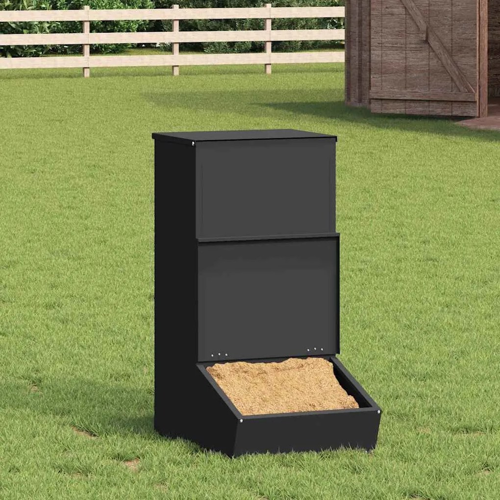 vidaXL Comedouro para Porcos Preto 55 x 38 x 76 cm Aço Laminado a Frio