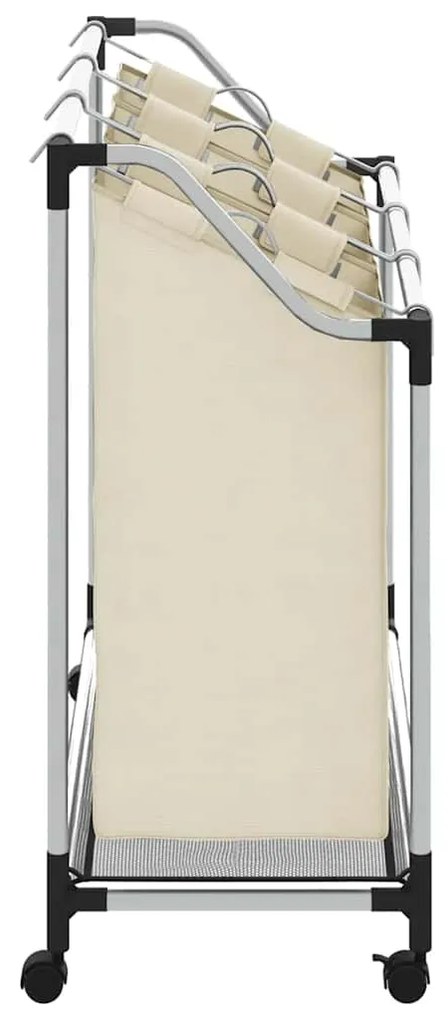 Separador de roupa suja com 3 sacos aço creme