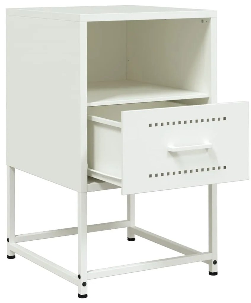 Mesas de cabeceira 2 pcs 36x39x60,5 cm aço branco