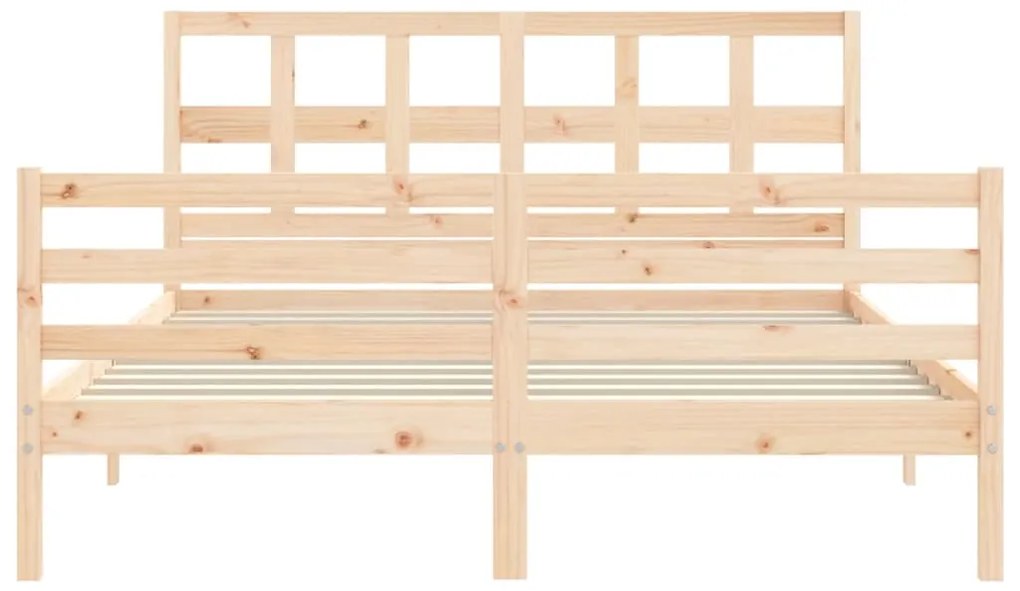 Estrutura de cama com cabeceira 160x200 cm madeira maciça