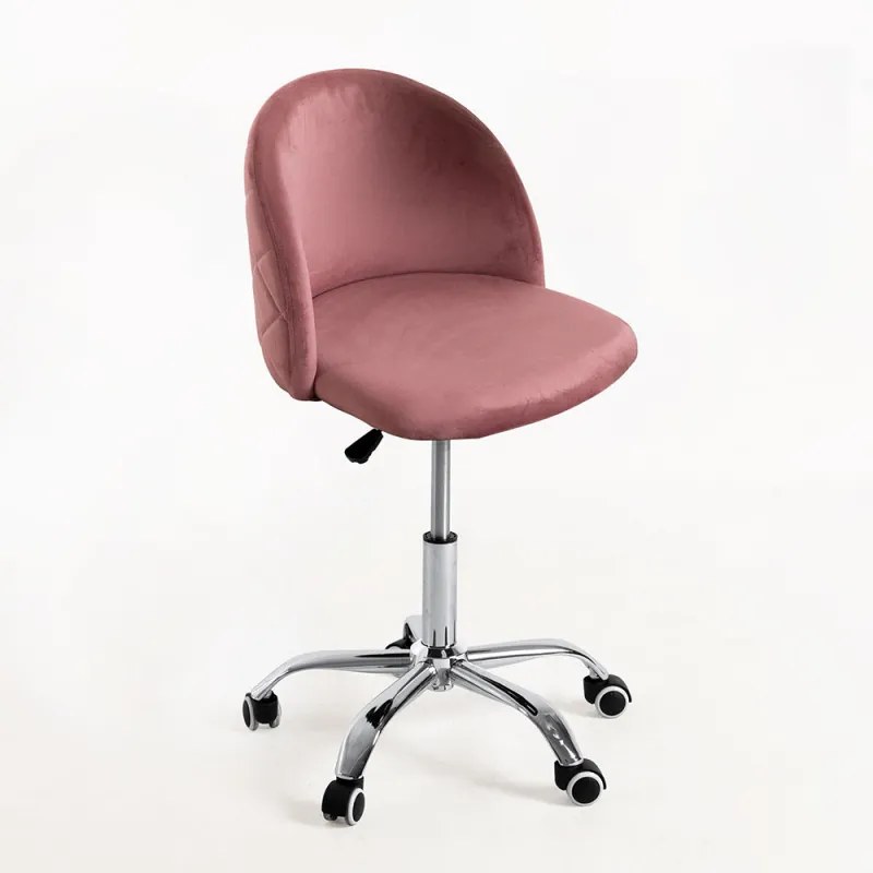 Cadeira Vint Veludo Office - Rosa