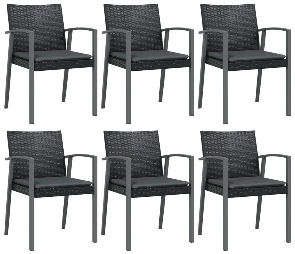 7 pcs conjunto de jantar p/ jardim c/ almofadões vime PE e aço