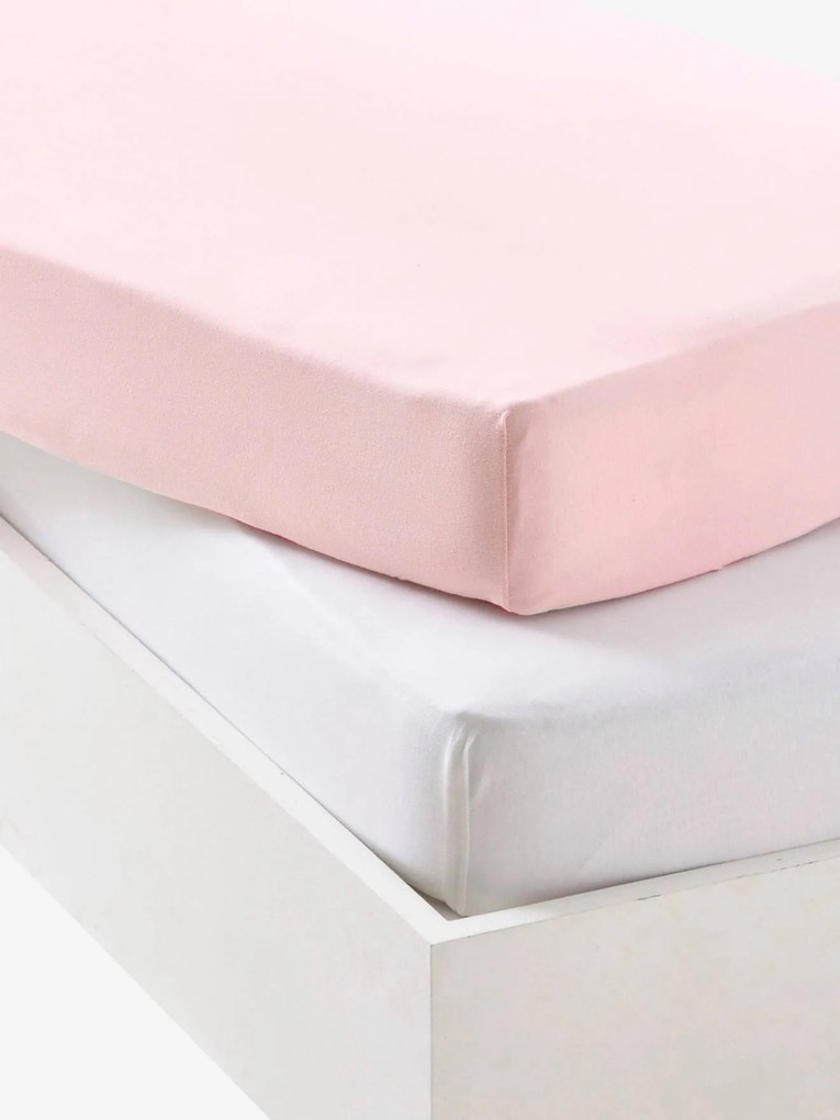 Lote de 2 lençóis-capa em jersey extensível, para bebé rosa pálido